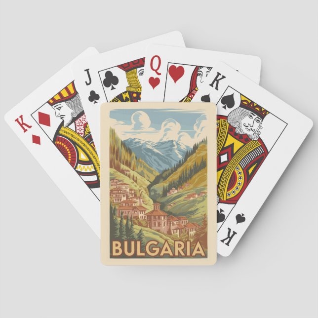 Bulgaria Painterly Illustration Travel Art Vintage Playing Cards (Back)