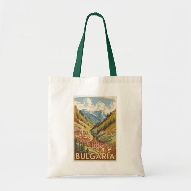 Bulgaria Painterly Illustration Travel Art Vintage Tote Bag (Front)
