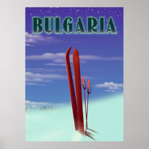 Bulgaria ski travel poster