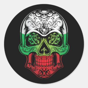 Bulgaria Skull And Roses Flag Classic Round Sticker