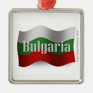 Bulgaria Waving Flag Metal Tree Decoration