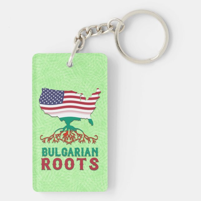 Bulgarian American Roots Key Ring (Back)