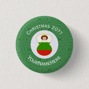 Bulgarian Angel Christmas Flag Personalised 3 Cm Round Badge