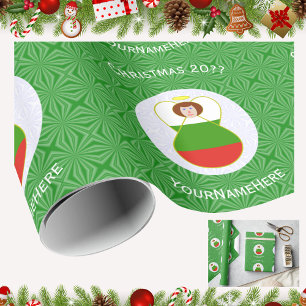 Bulgarian Angel Christmas Flag Personalised  Wrapping Paper