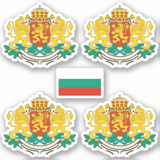 Bulgarian coat of arms and flag Sticker (Front)