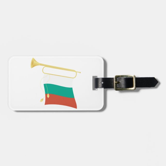 Bulgarian Flag and Bugle Luggage Tag (Front Horizontal)