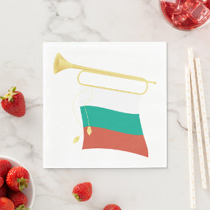 Bulgarian Flag And Bugle Napkin