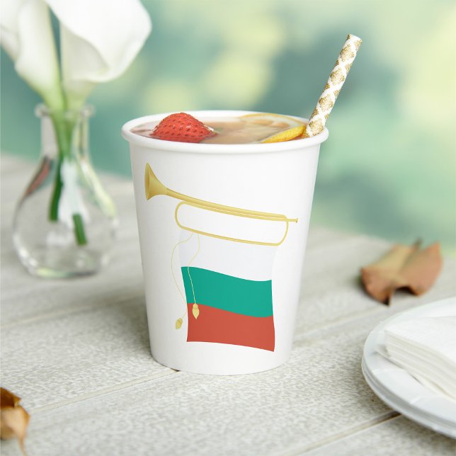 Bulgarian Flag And Bugle Paper Cups (Creator Uploaded)