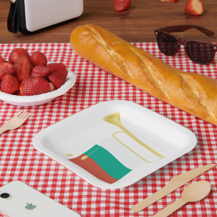 Bulgarian Flag And Bugle Paper Plate