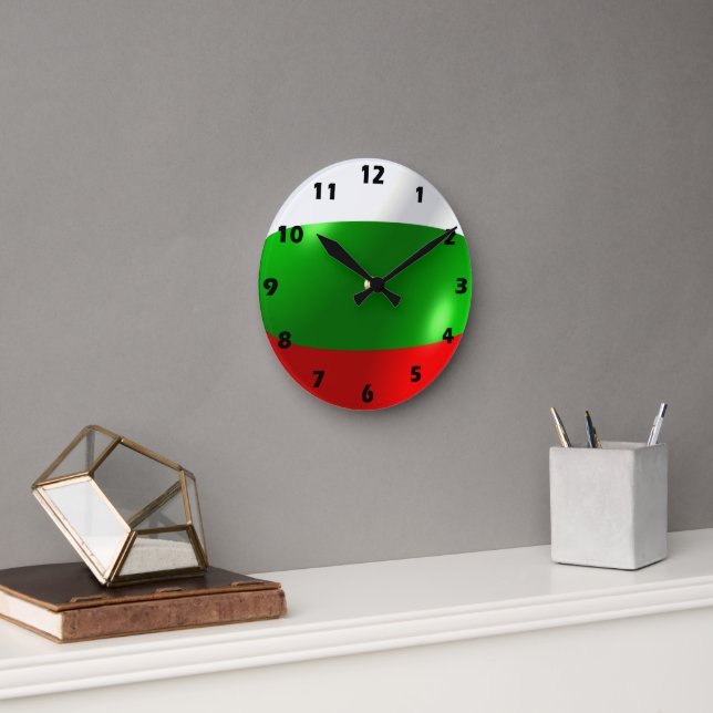 Bulgarian Flag Design Round Clock (Office)