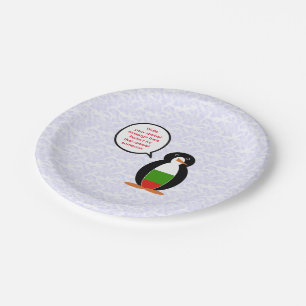 Bulgarian Flag Holiday Ms. Penguin Talking Paper Plate