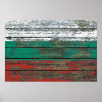 Bulgarian Flag on Rough Wood Boards Effect