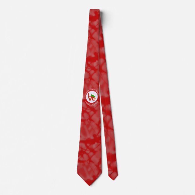 Bulgarian Flag Red Letters LOVE White on Red Tie (Front)