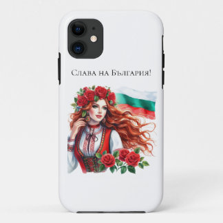 Bulgarian Flag Tradition Folklore Woman Red Roses  iPhone 11 Case