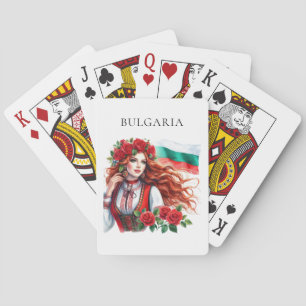 Bulgarian Flag Tradition Folklore Woman Red Roses  Playing Cards