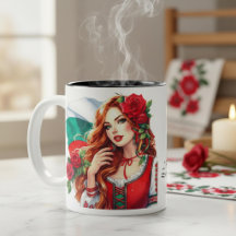 Bulgarian Flag Tradition Folklore Woman Red Roses