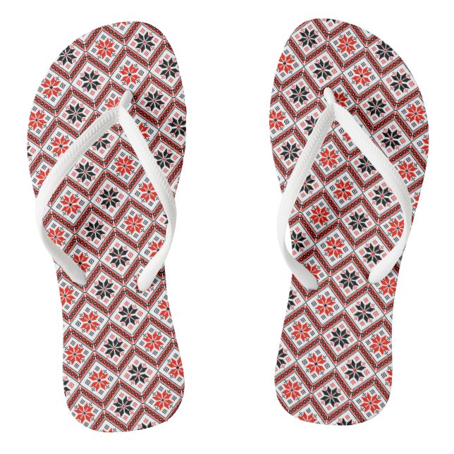 Bulgarian Flower Pattern Flip Flops (Footbed)