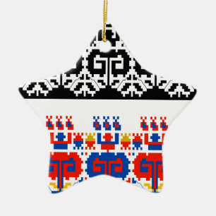 Bulgarian folk art pattern ceramic tree decoration