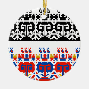 Bulgarian folk art pattern ceramic tree decoration