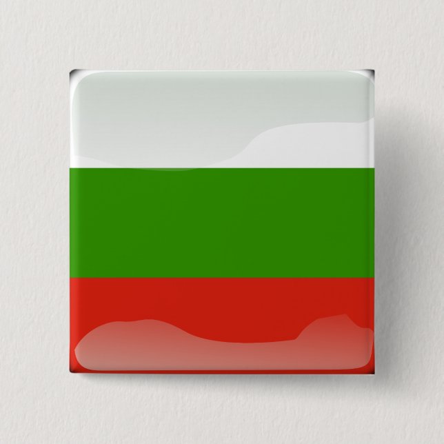 Bulgarian glossy flag 15 cm square badge (Front)