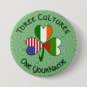 Bulgarian Irish American Flag Shamrock Personalise 7.5 Cm Round Badge