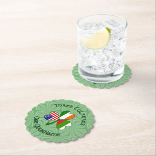 Bulgarian Irish American Shamrock Flag Personalise Paper Coaster