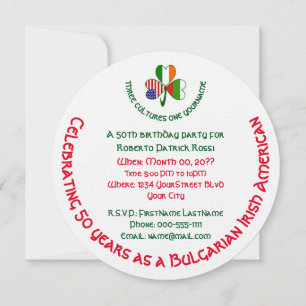 Bulgarian Irish USA Shamrock Birthday Invitation