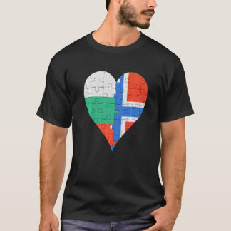 Bulgarian Norwegian Flag Heart T-Shirt