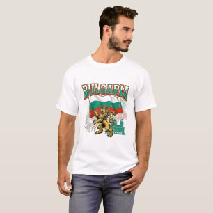 Bulgarian Patriotic Lion with Flag and Fireworks T-Shirt