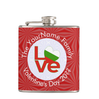 Bulgarian Red LOVE Flag Personalised Hip Flask