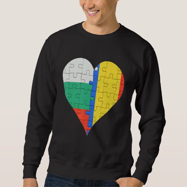 Bulgarian Romanian Flag Heart Sweatshirt (Front)