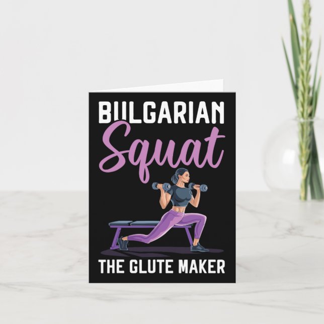 Bulgarian Squat Exercise Bodybuilding Fitness Work Card (Front)