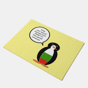 Bulgarian Talking Ms. Penguin Personalised  Doormat