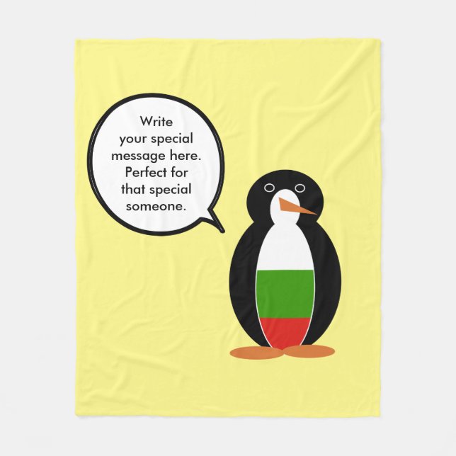 Bulgarian Talking Ms. Penguin Personalised  Fleece Blanket (Front)