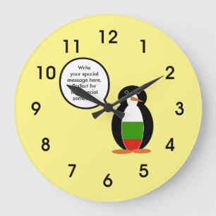 Bulgarian Talking Ms. Penguin Personalised Large Clock