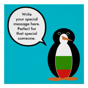 Bulgarian Talking Ms. Penguin Personalised  Poster