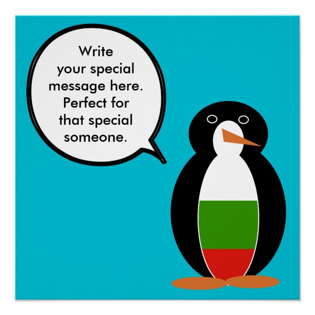 Bulgarian Talking Ms. Penguin Personalised  Poster (Front)