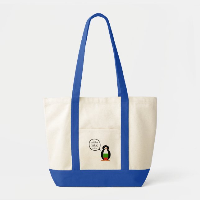 Bulgarian Talking Ms. Penguin Personalised  Tote Bag (Front)