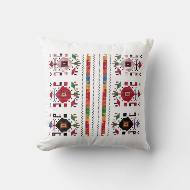 Bulgarian traditional folk motif cushion (Front)