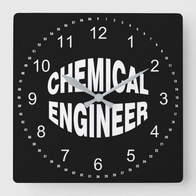 Bulging Chemical Engineer Square Wall Clock (Front)