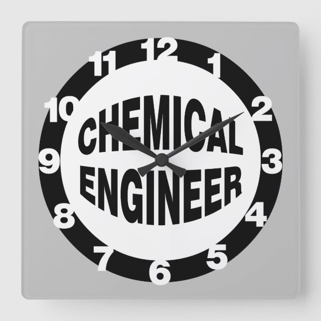Bulging Chemical Engineer Square Wall Clock (Front)