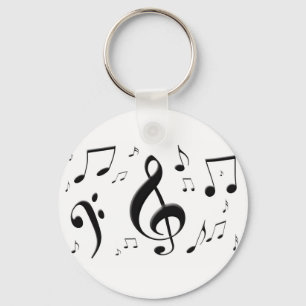 Bulging Music Notes Keychain
