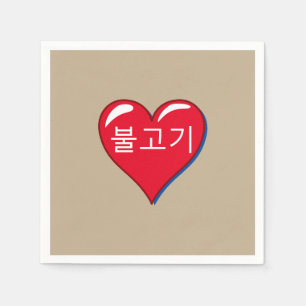 bulgogi  in red heart -khaki napkin