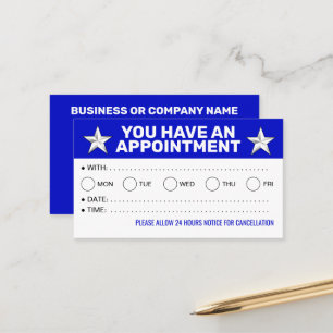 Bulk Appointment Cards (Blue and White Reminders) 