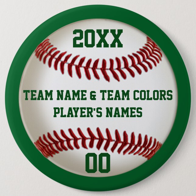 BULK Personalised Baseball Pins, Colours and Text 6 Cm Round Badge (Front)