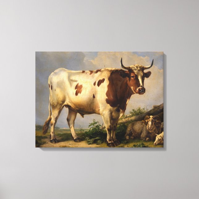 Bull, 1847 by Eugene Joseph Verboeckhoven Canvas Print (Front)