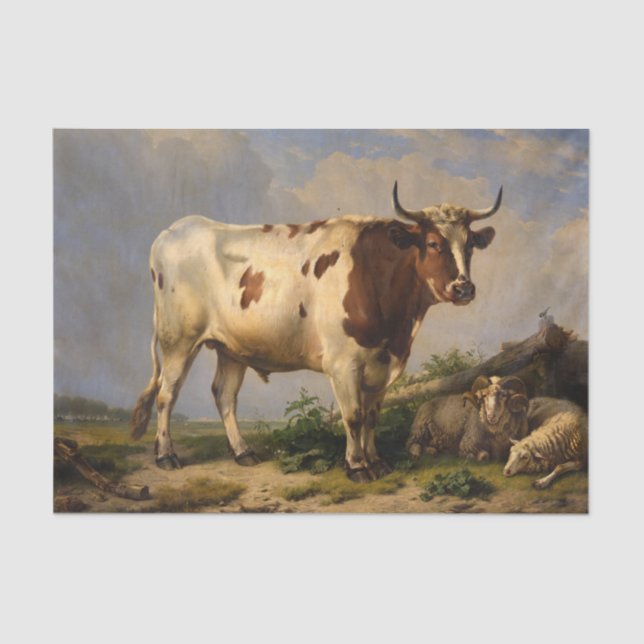 Bull, 1847 by Eugene Joseph Verboeckhoven Tissue Paper (Front)