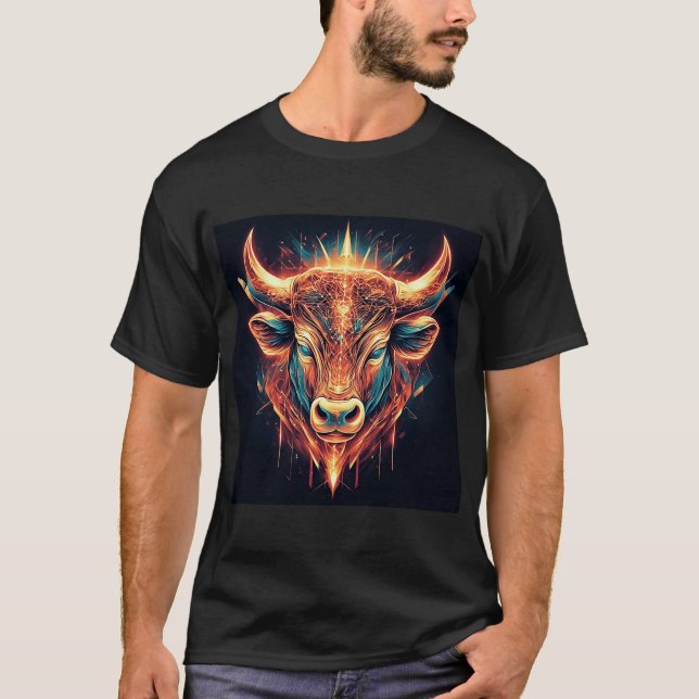 Bull Abstract Geometric Design T-Shirt (Front)