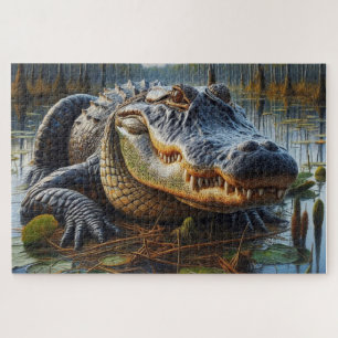 Bull Alligator in Swamp  Jigsaw Puzzle