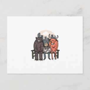 Bull And Bear - Funny Crypto/Stocks Postcard